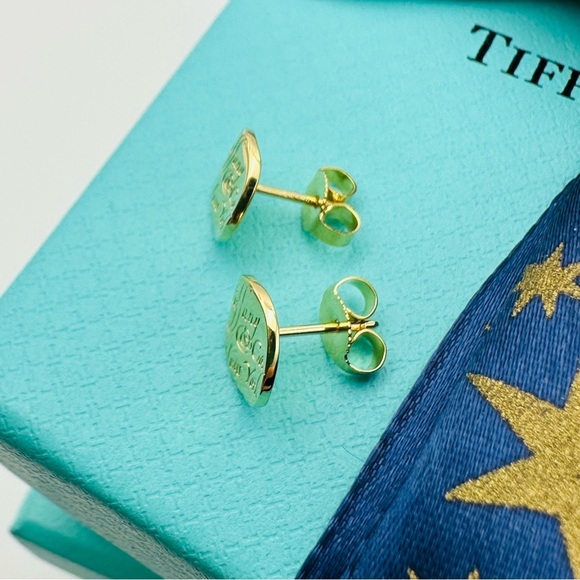RARE Tiffany & Co. 18K Yellow Gold Notes Wave Round Stud Earrings with Packaging - Picture 5 of 10